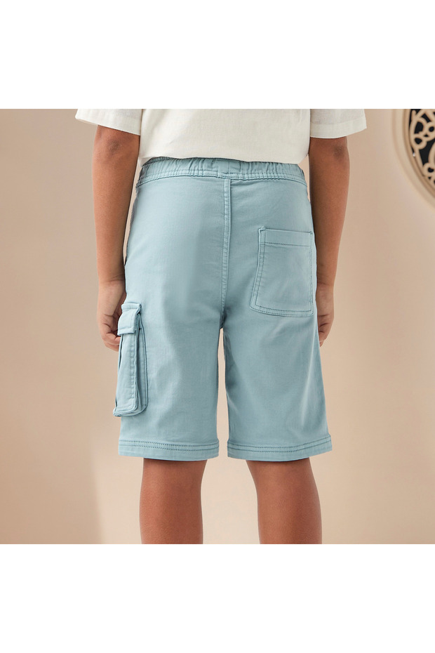 شورت كارجو سادة مع رباط للإغلاق - 3