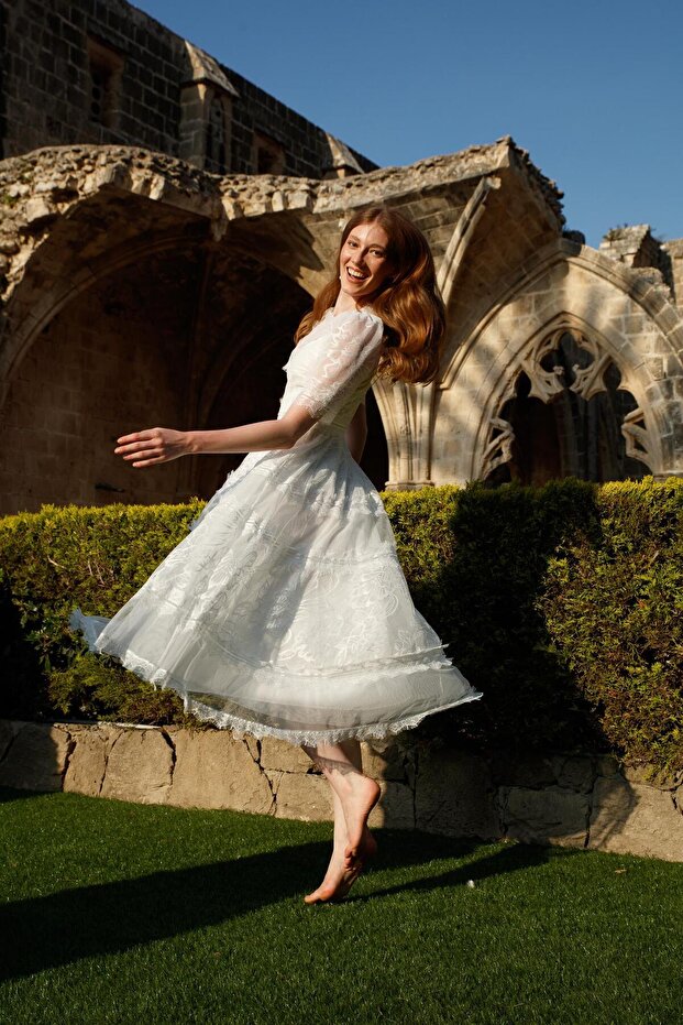 Dantel Elbise BEYAZ - 8