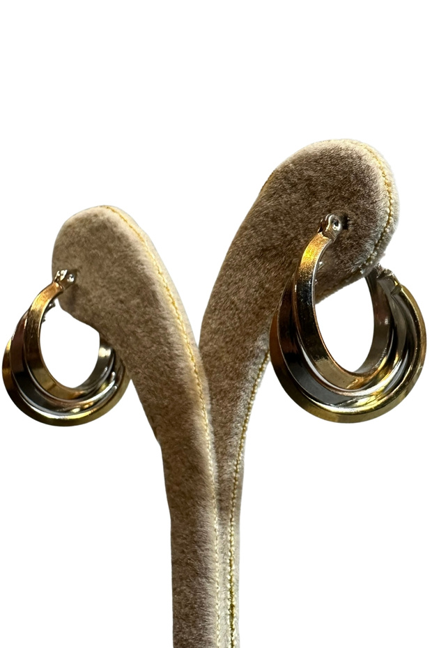 - Irem 3914 Three Color Spiral Steel Hoop Earrings