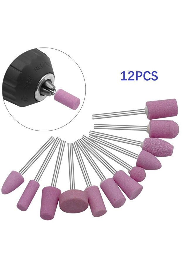 12Pcs Abrasive Polishing Mounted Stone For Rotary Tools Grinding Stone Wheel Head Tools 2.35mm Sh...