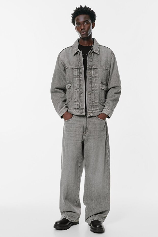 Gri cepli denim ceket - 3