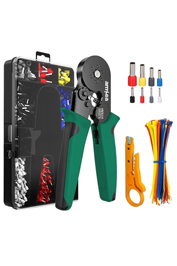 Tool-Kit crimping set HSC8 6-6 (Green-Black) with 1200 terminals, stripper & storage box - 1
