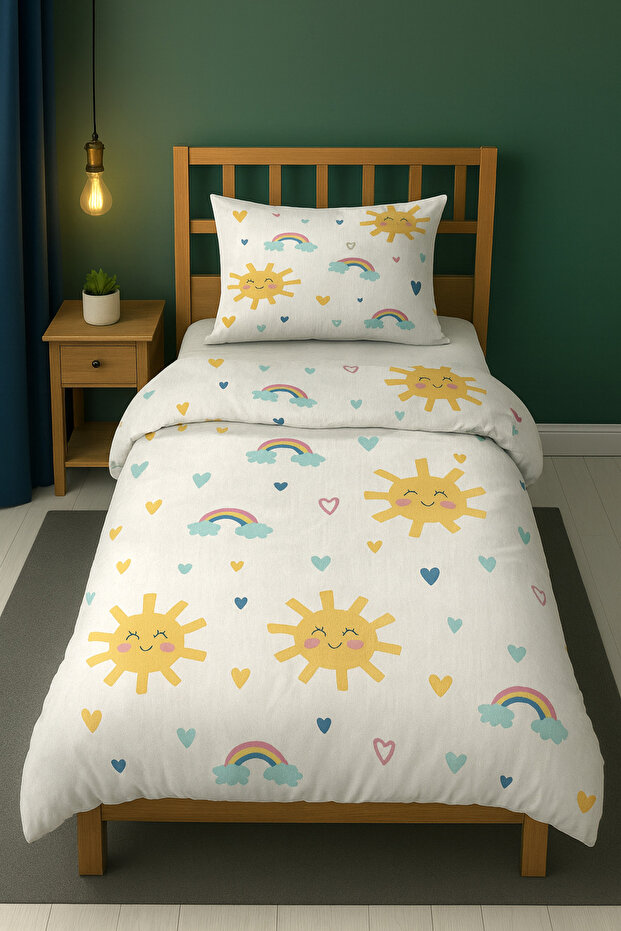 Sun and Heart Single Children's Duvet Cover Set