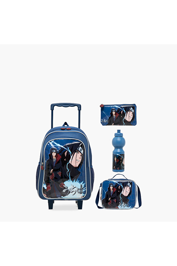 Naruto Print 5-Piece Trolley Backpack Set - 16 inches