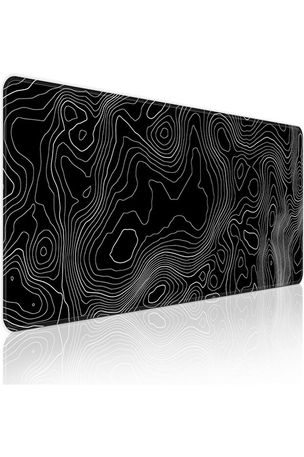 BZU Extended Large Gaming Mouse Pad - Topographic Map Design, 80×30 cm, 3mm Non-Slip Base - 1