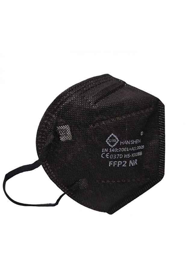 Set of 200 Flippy Face Masks, Single Use, FFP2 KN95 CE0370, 5 Layers, Black - 1