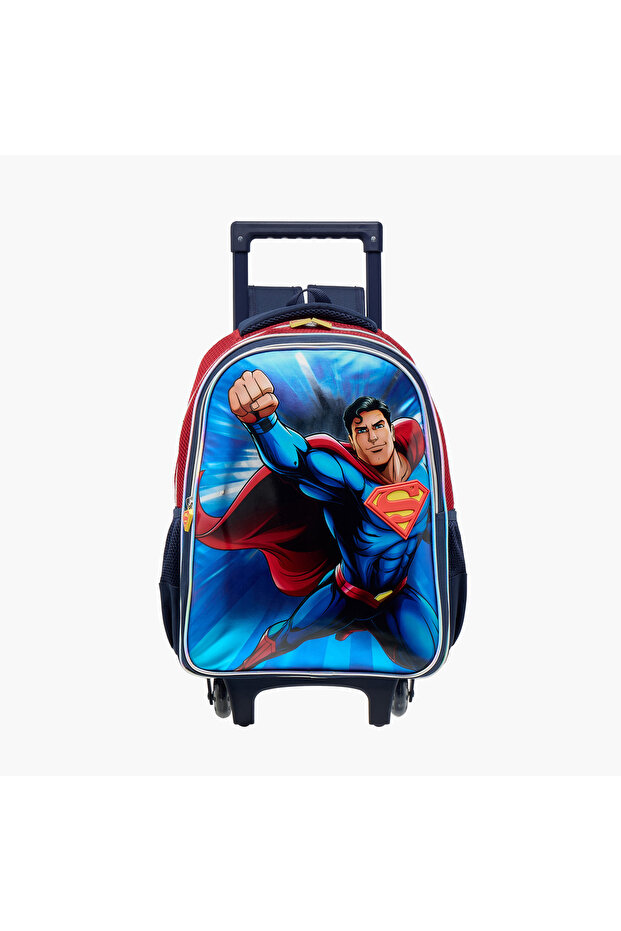 Superman Trolley Bag for Boys 5-8 Years with Padded Shoulder Straps