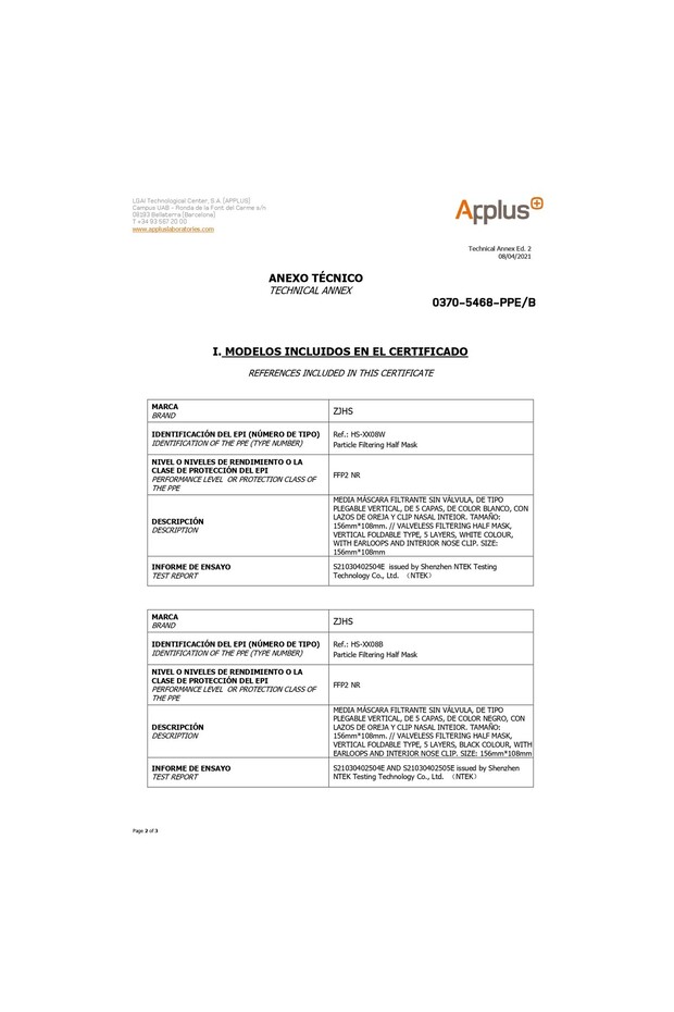 Set of 200 Flippy Face Masks, Single Use, FFP2 KN95 CE0370, 5 Layers, White - 7