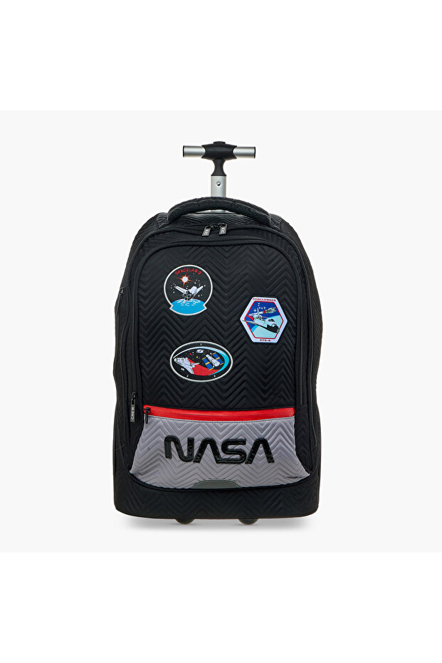 Printed Trolley Backpack with Retractable Handle - 18 inches