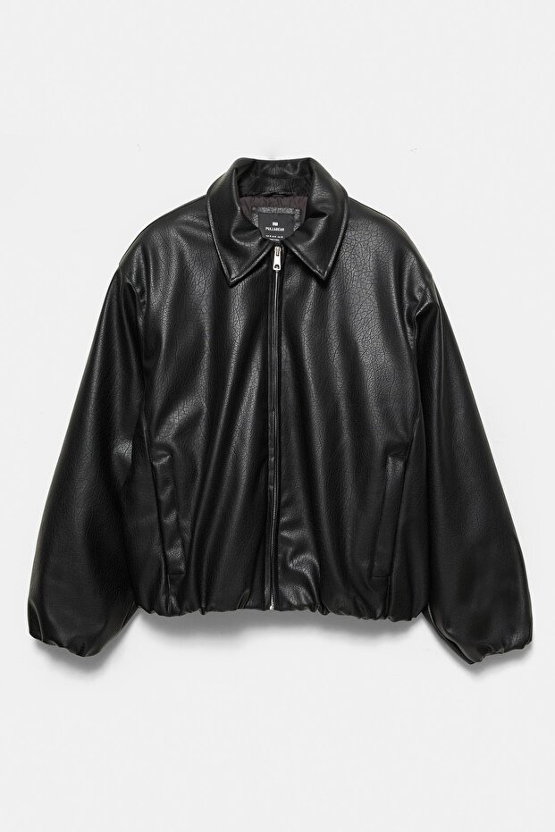 Hacimli suni deri ceket - 9