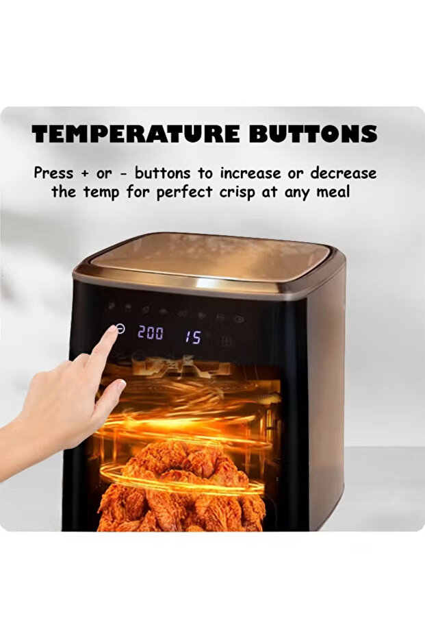 مقلاة هوائية آلية سعة 8 لتر بقوة 1700 واط مزودة بشاشة مع تحكم رقمي و وظيفة التسخين المسبق - 6