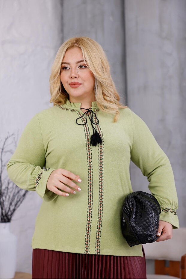 Plus Size Ruffled Soft Blouse - 6