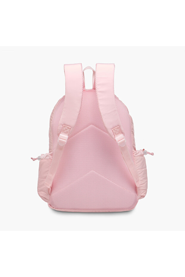 Solid Backpack with Adjustable Straps and Zip Closure - 17 inches - 5