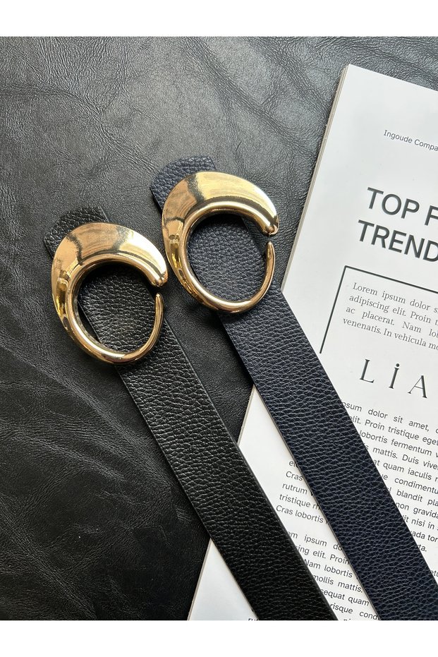 2-Pack Maze Women's Gold Buckle Belt Waist Belt Coat Belt Dress Belt Trouser Belt