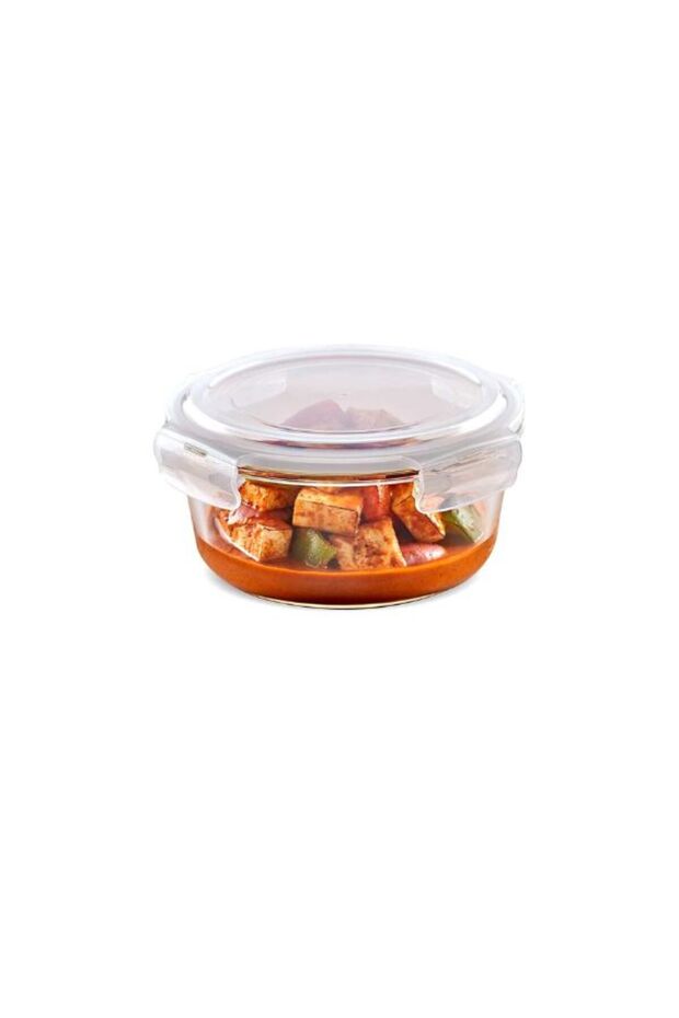 Borosil Klip-N-Store Round Glass Storage Container, Airtight & Leak-Proof, Microwave/Oven, 950ml