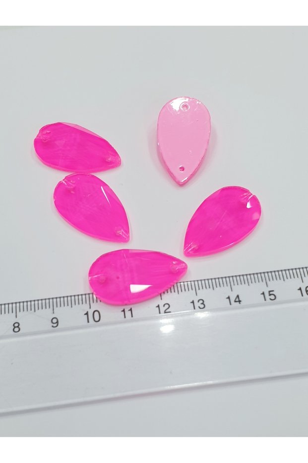Crystal Dikme Stone - Neon 18*27 mm Drop Fuchsia (24 Pcs)