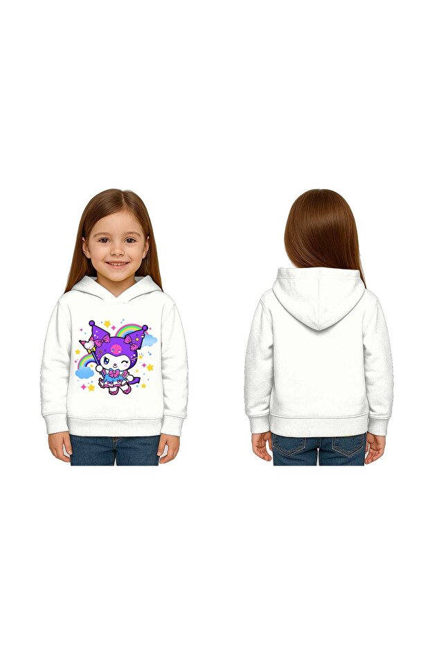 Unisex Printed Children's Swaetshirt Hooded 3 Thread Ş Fleece-Lined Kuromi Printed