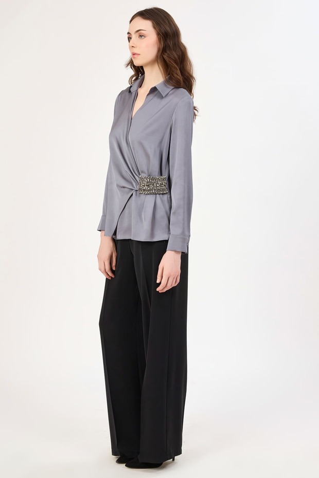 Taş detaylı anvelop bluz - 5