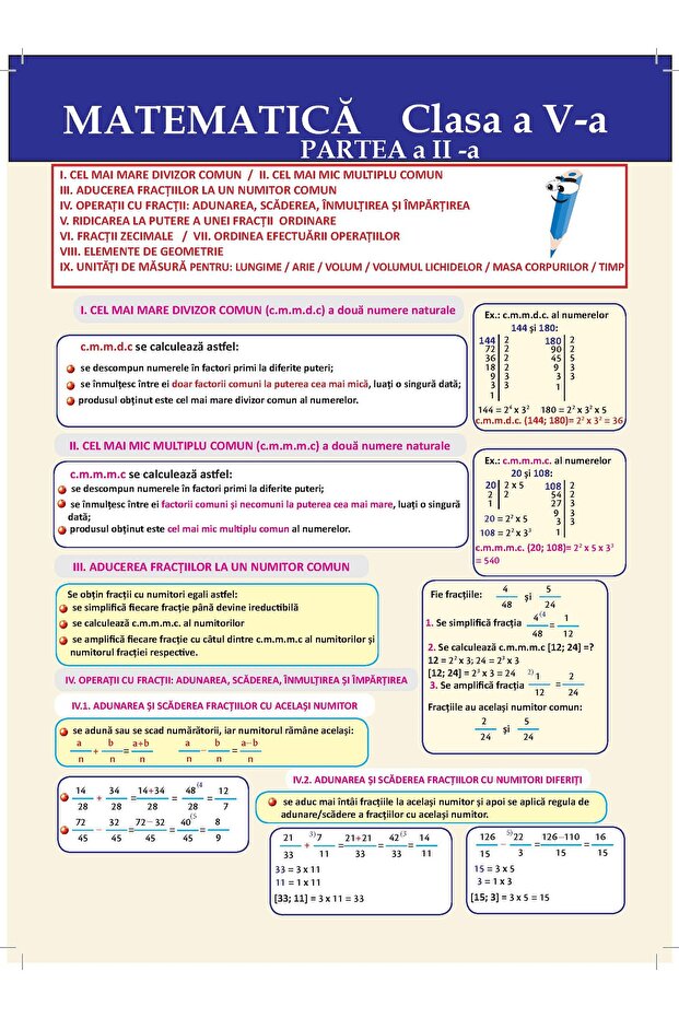 Plansa. Matematica - Clasa 5 Partea 2 - 1