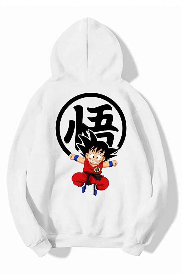 Unisex Hooded Sweatshirt Goku Print Detailed - Large Size Sweatshirt