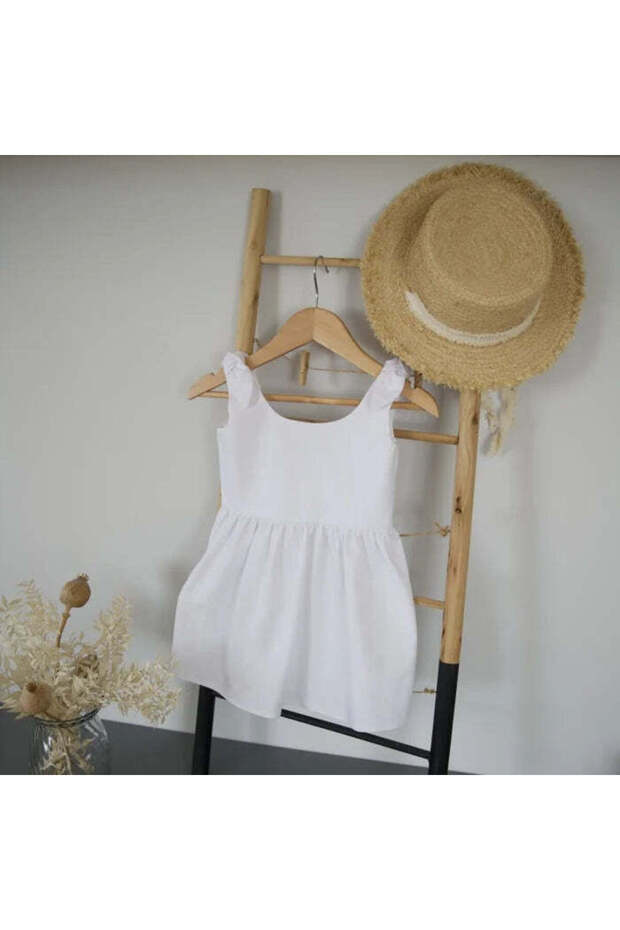 Rochie albă cu bretele - 1