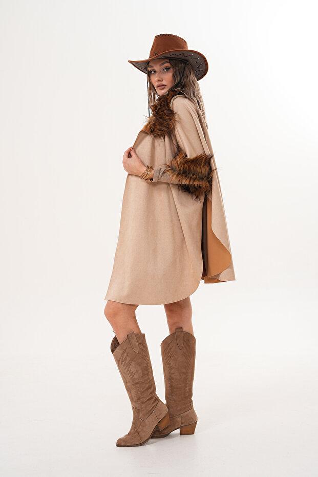 Süet Kısa Panço - 3