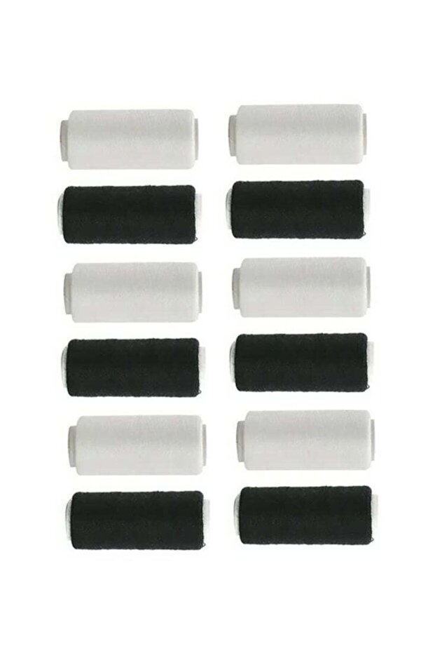 مجموعة بكرات خيوط الخياطة - 12 قطعة من خيوط البوليستر باللونين الأبيض والأسود - 1