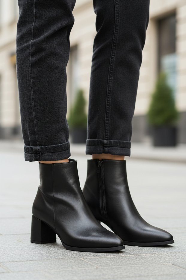 Black Women's Boots with Fleece Inside and Zipper 343126 Z