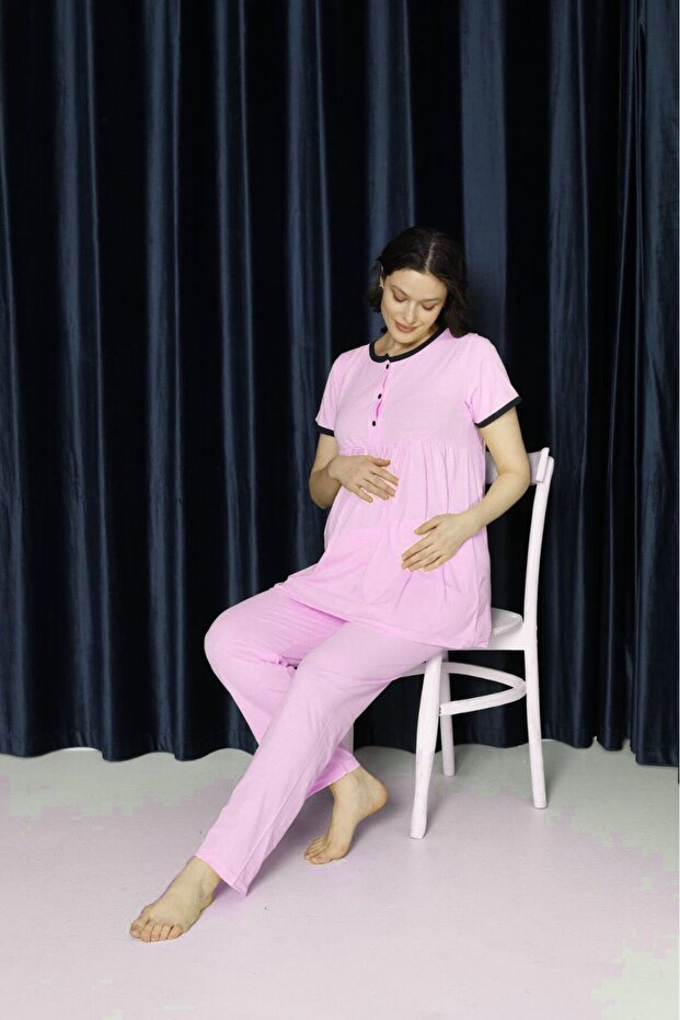 Soft-Textured Maternity Pajama Set - 2