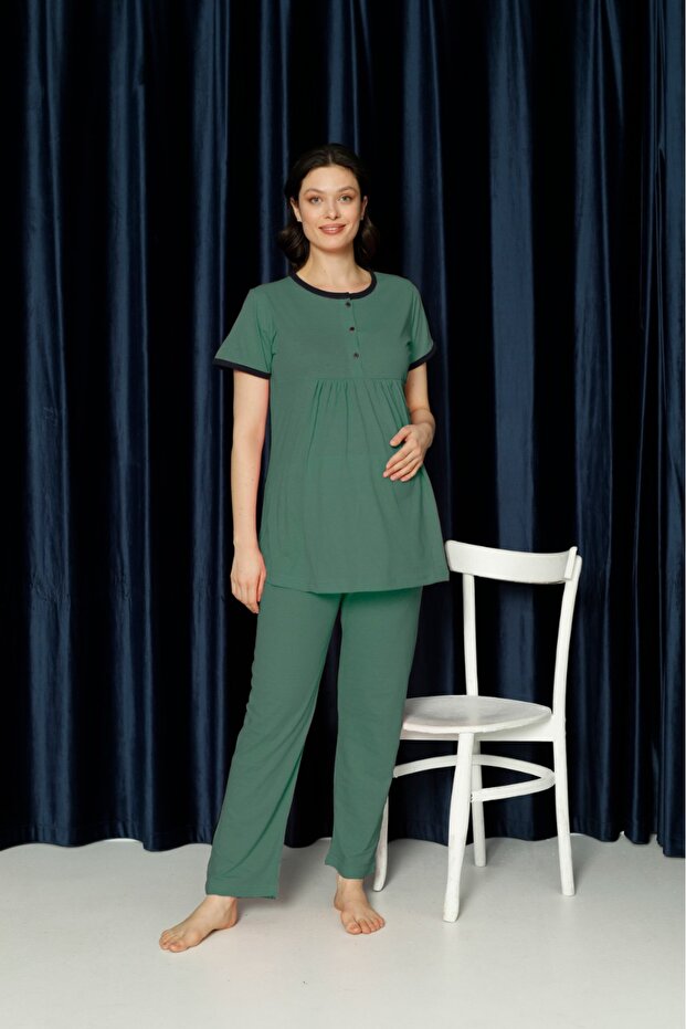 Soft Textured Maternity Pajama Set - 1