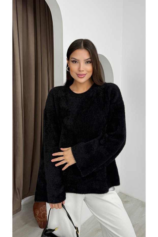 Women's Black New Season Crew Neck Spanish Sleeve Stylish Knitwear Sweater. 2559