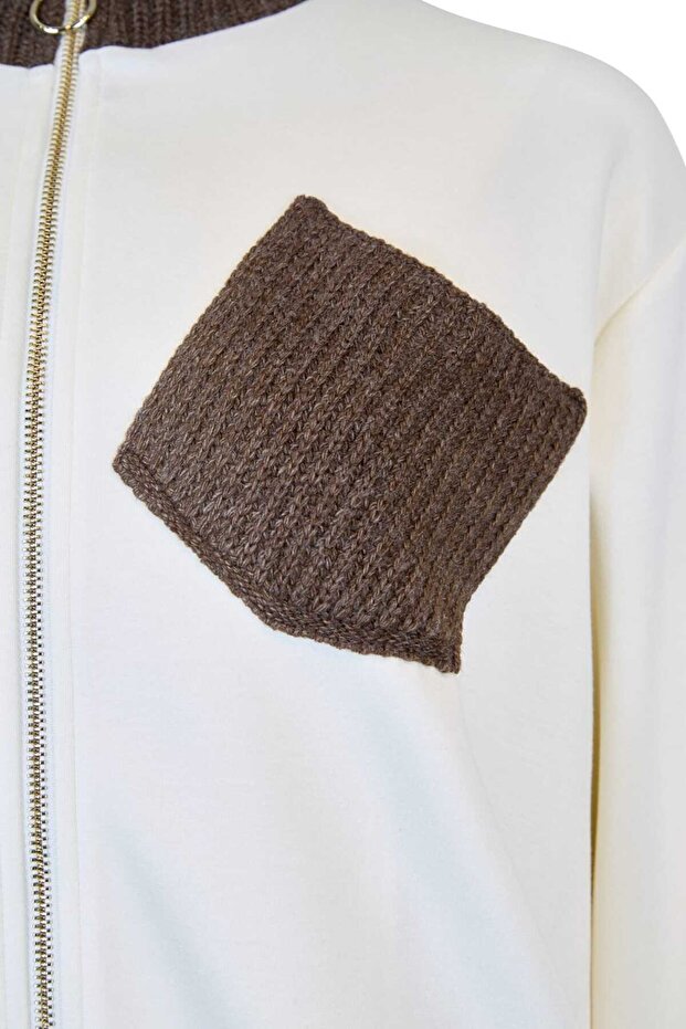 Triko Detaylı Regular Ceket - 4