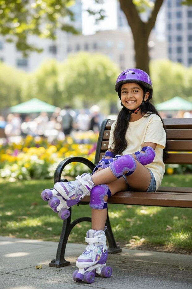 Adjustable roller skates for children with LED, with complete protection set, adjustable sizes - 3