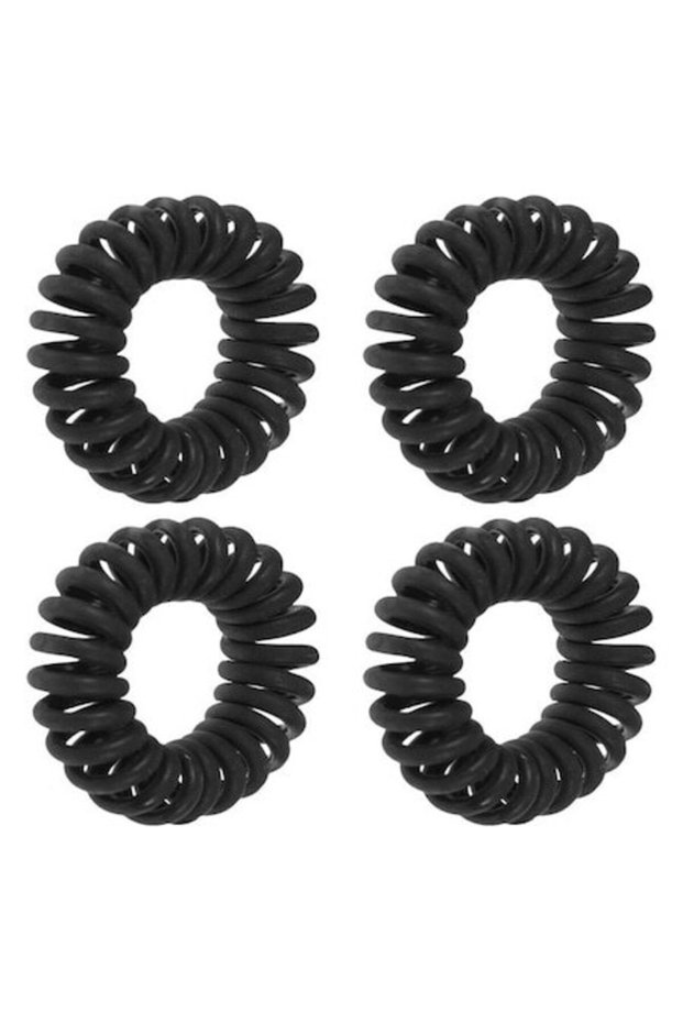 - Set de 4 elastice de păr din plastic negru
