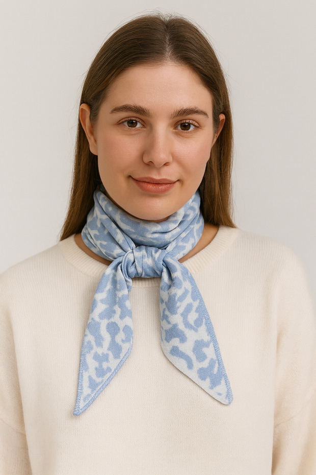 Leopar Desenli Triko Fular - 3