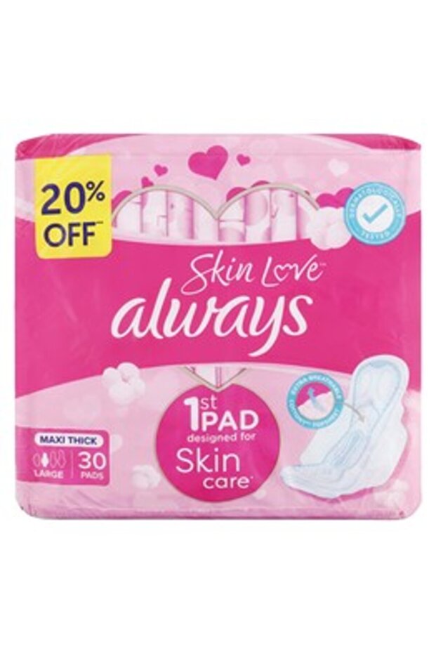 Skin Love Maxi Thick Sanitary Pads Large 30 Count