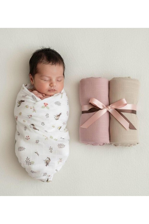 100% Organic Cotton Muslin Cover & Blanket 3-Piece Oeko-Teks Certified 80X80Cm