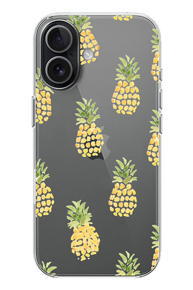 Printed Silicone Case with Pineapple Design Compatible with iPhone 17 - 1