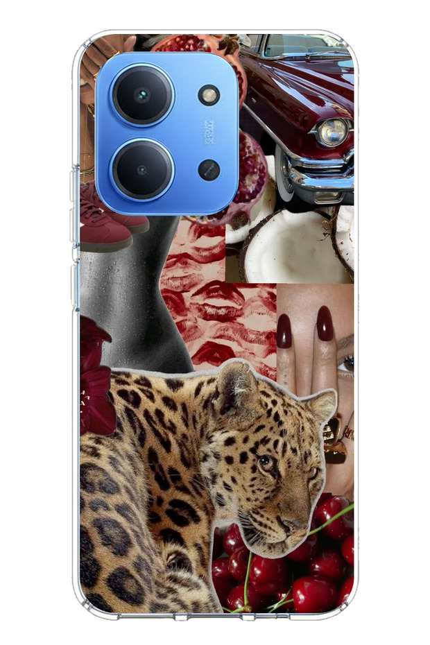 حافظة سيليكون متوافقة مع هاتف Redmi 15C من نوع Leopard Red Vibes مطبوع - 1