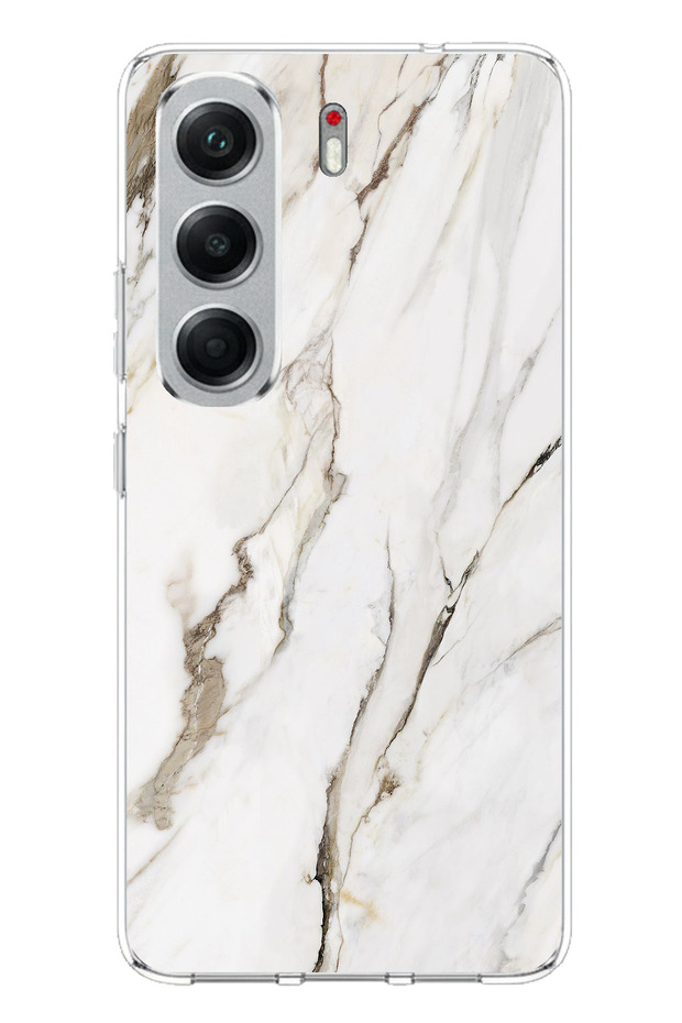 حافظة سيليكون متوافقة مع هاتف Tecno Camon 40 PRO 5G باللون الأبيض الرخامي مطبوع - 1