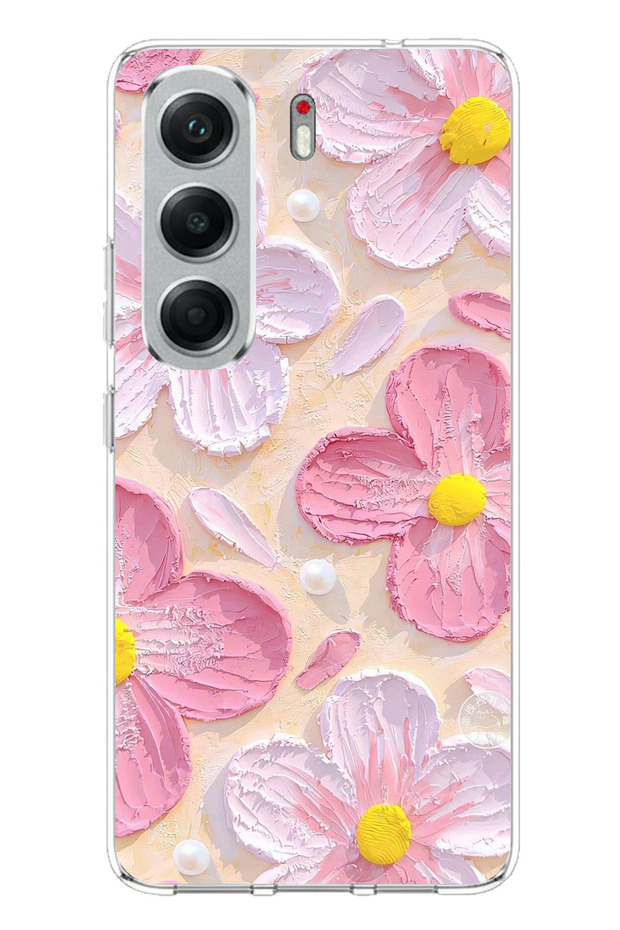 Tecno Camon 40 Pro 5g Compatible Pink White Flowers Watercolor Printed Silicone Case