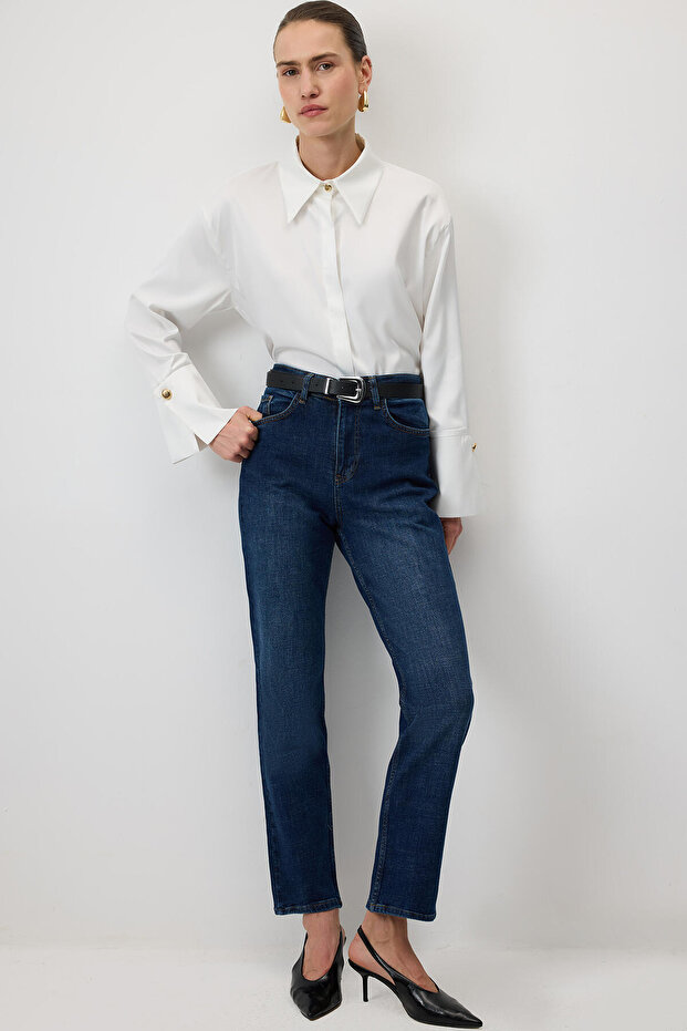 ELASTİK BEL DENİM PANTOLON - 3