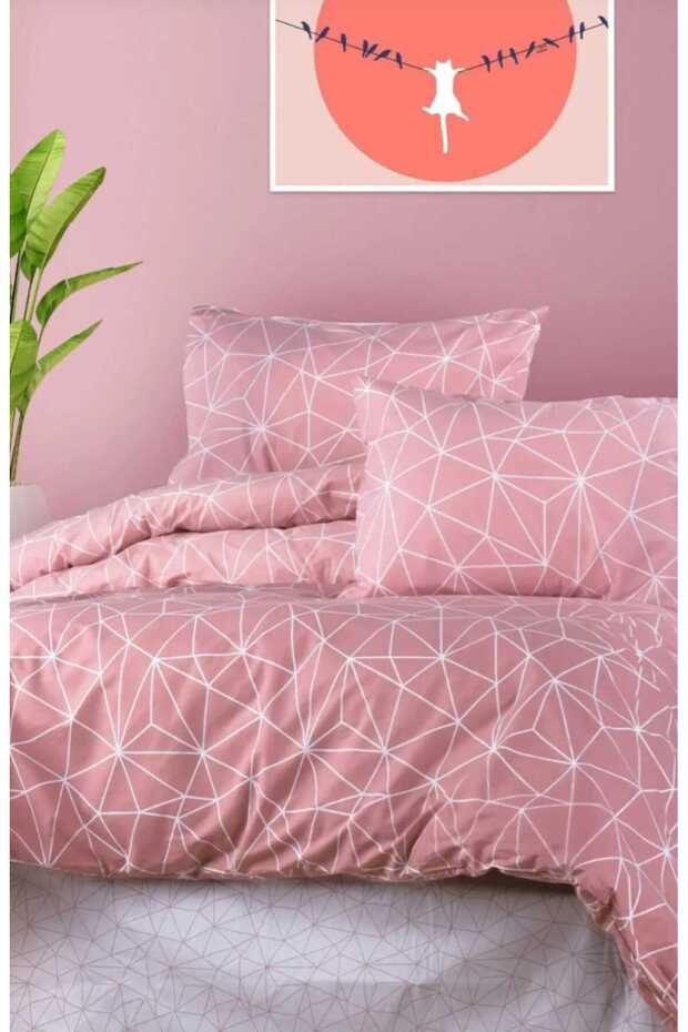 طقم غطاء لحاف مزدوج من القطن 100% بنمط هندسي - 1