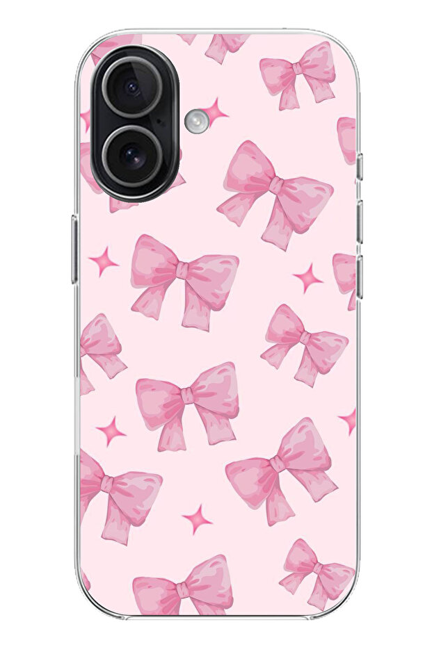 iPhone 17 Compatible Pink Bows Printed Silicone Case - 1