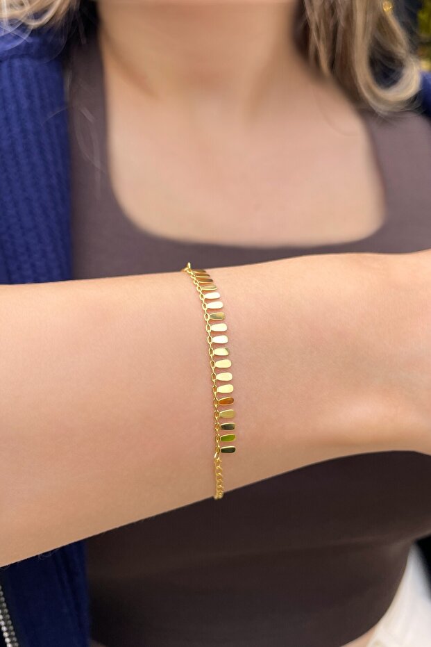 Plaka Pullu Altın Bileklik - 3