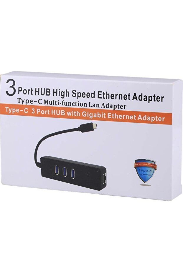 موزع QGT USB-C إلى 3 منافذ USB 3.0 + محول إيثرنت جيجابت RJ45