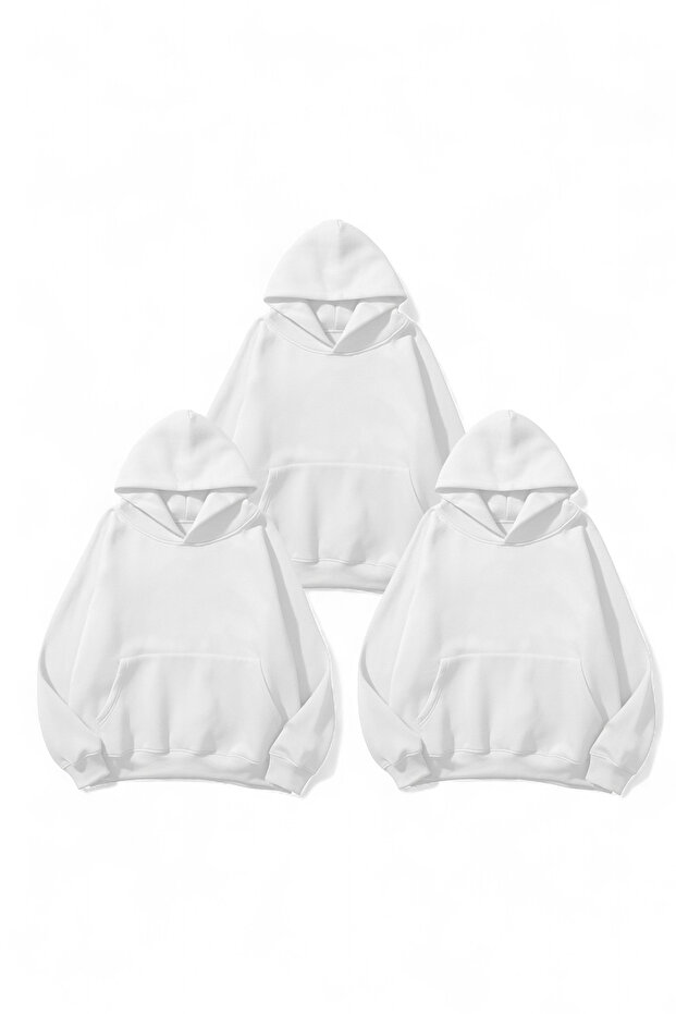Unisex White & White & White 3-Piece Straight Deal Pack 3 Thread O Oversized Sweatshirt