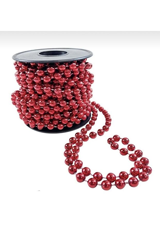 8mm Full Strand Pearl Beads – 10 Meters Red – Shiny and Vibrant Decorative Bead Strip