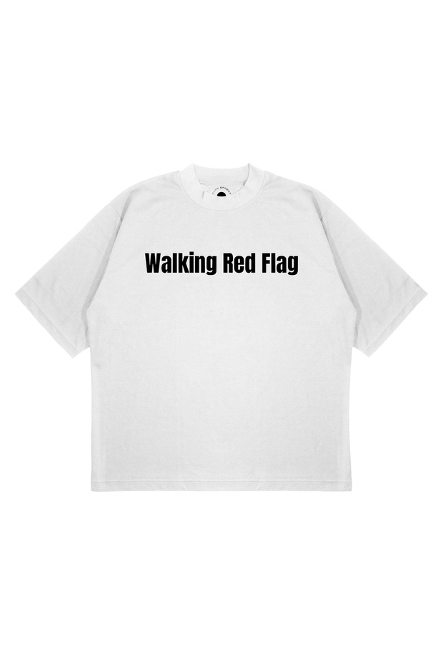 Unisex Oversize Walking Red Flag Printed Boxy Fit Thick Fabric (240Gsm) T-Shirt