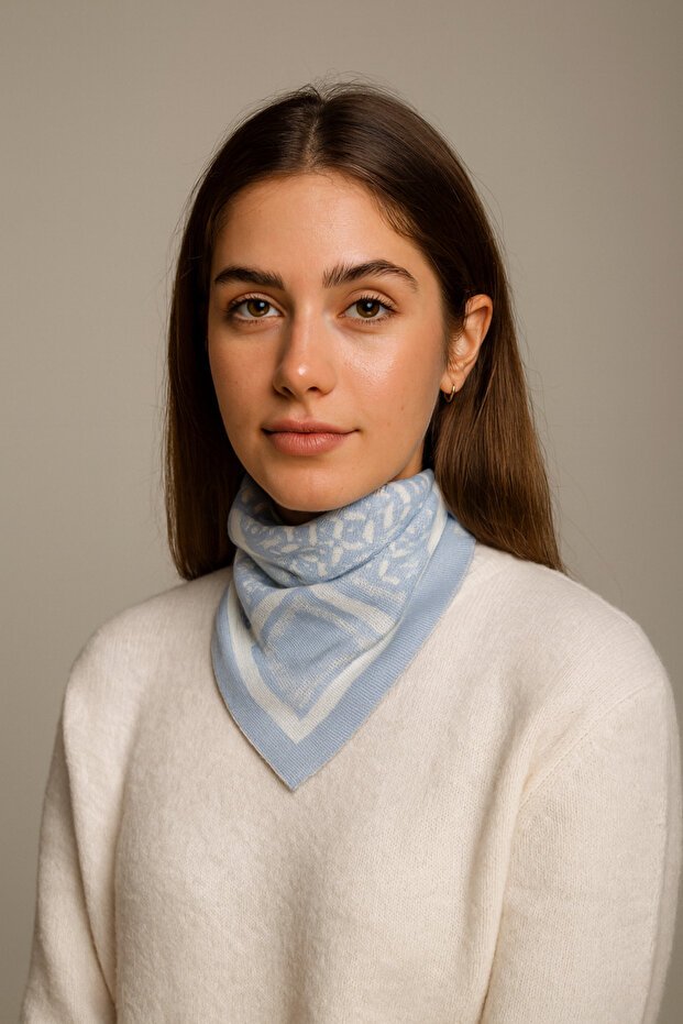 Desenli Triko Fular - 1